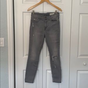 Designer torn gray stretch jeans